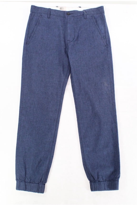 NEW Blue Navy Mens Size 36X30 Flat-Front Chino Jogger Pants