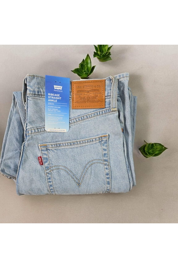 Levi's Premium RIBCAGE STRAIGHT ANKLE PERFORMANCE COOL WOMEN'S JEANS, 25 x 27
