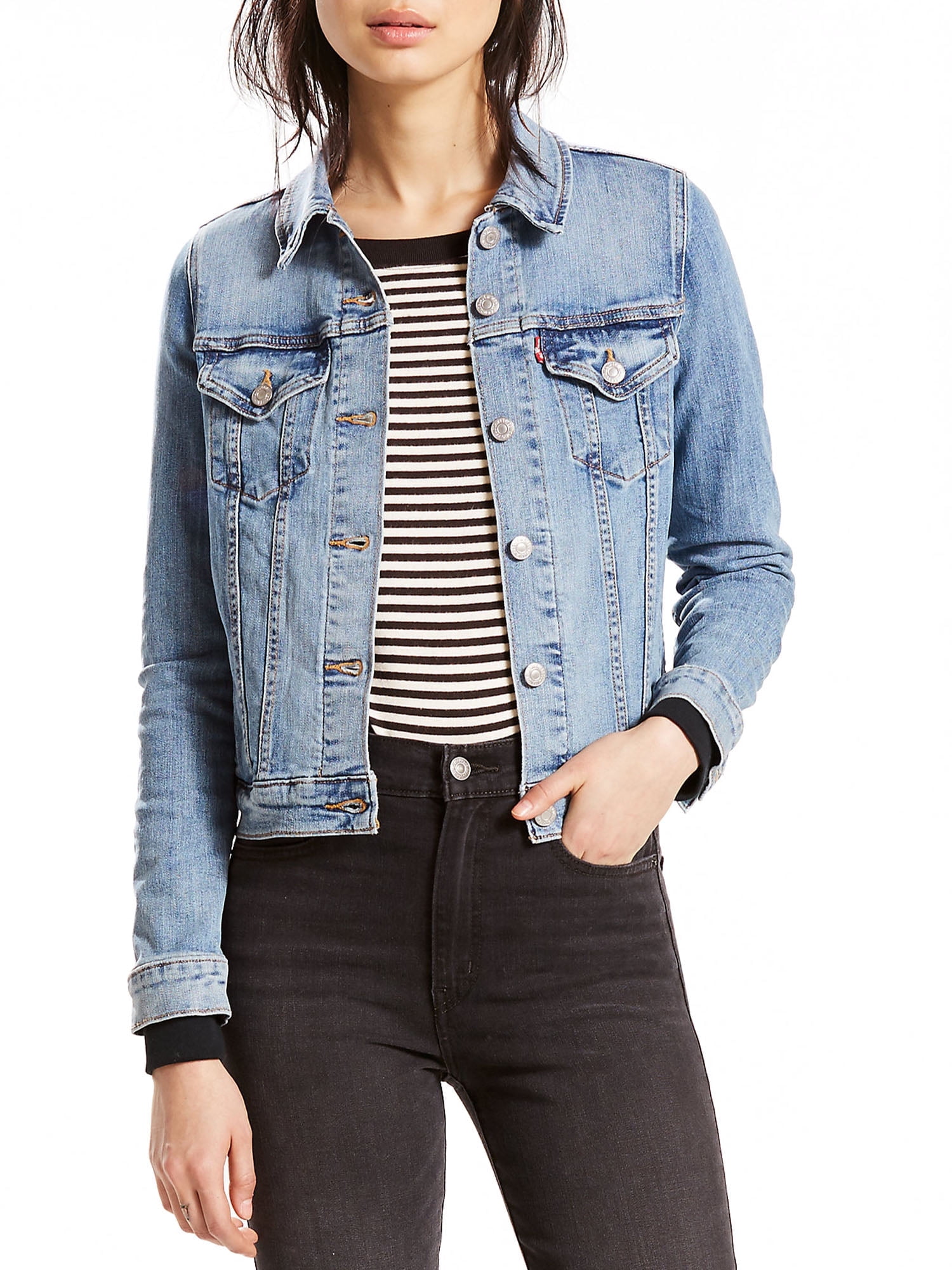 Levi s Women s Original Trucker Stretch Jean Denim Jacket Walmart