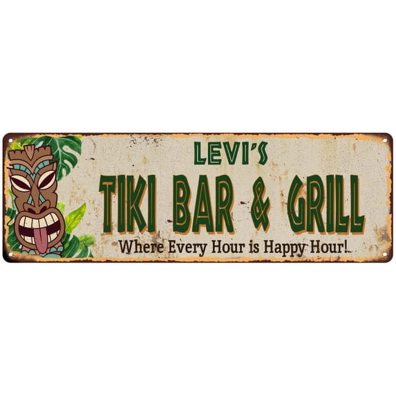 Levi's TIKI BAR & GRILL Gift Metal Sign 6x18 Decor 206180040306