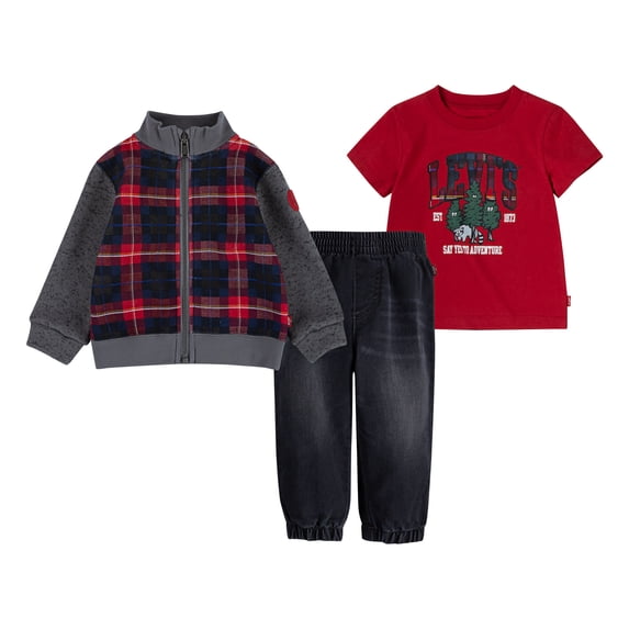 Levi's Toddler Boys' Graphic T-Shirt, Hoodie and Joggers 3-Piece Oufit Set, Sizes 2T-4T