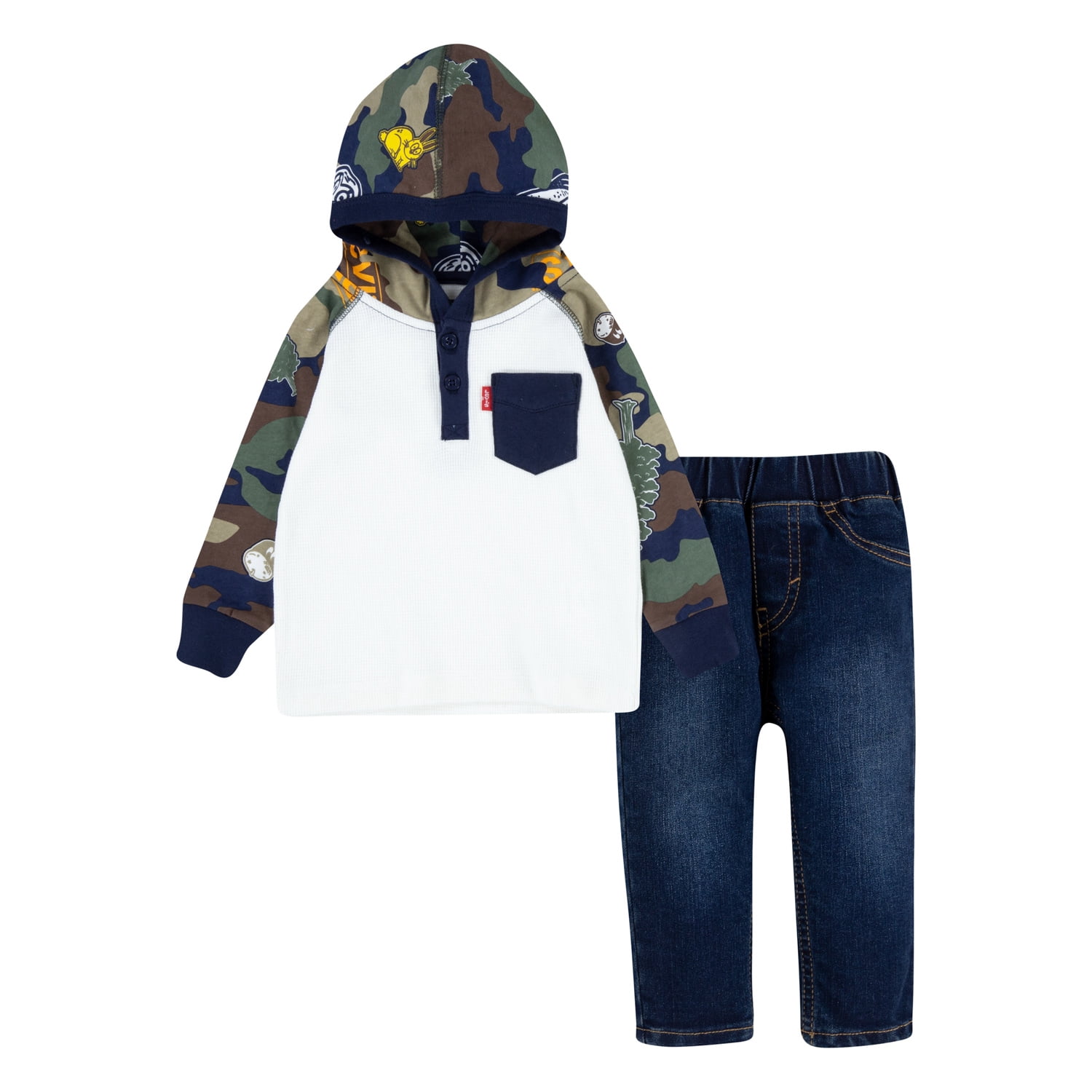 Levi's Toddler Boys' Long Sleeve Hoodie and Denim 2-Piece Outfit Set, Sizes 2T-4T