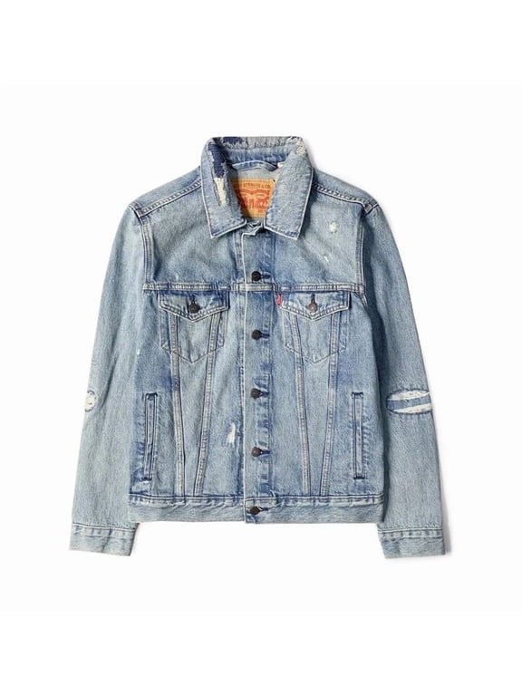 Trucker Distressed 100% Cotton Jean Jacket, Men's