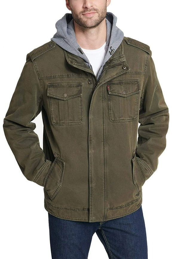 Washed Hooded Cotton, Military Jacket (Men's)