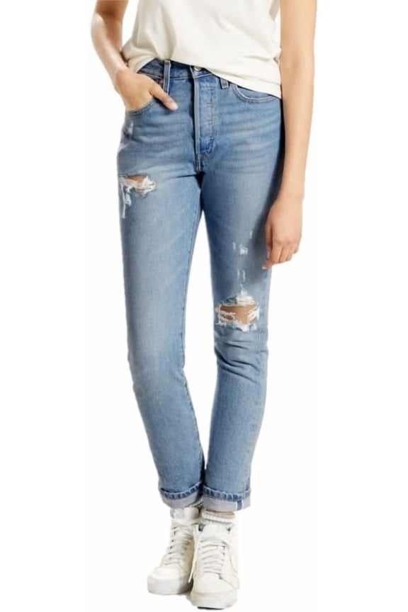 Women's 501 Girlfriend High-Rise Slim-Leg Raw Denim Jeans