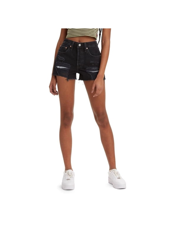 Women's 501 Original Shorts, Black-Destructed, 27