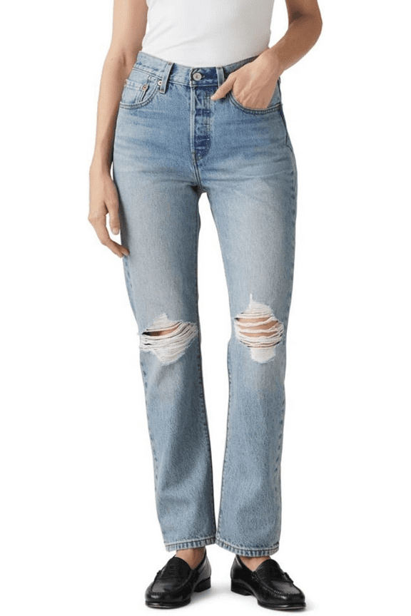 Women's 501 Plan To Stay High Rise Medium Wash Straight Denim Jeans Medium Wash 30W x 30L