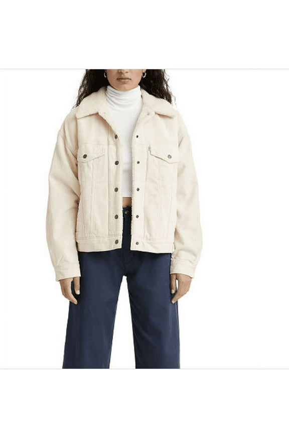 Women's '90s Sherpa-Lined Corduroy Trucker Jacket - Almond Milk