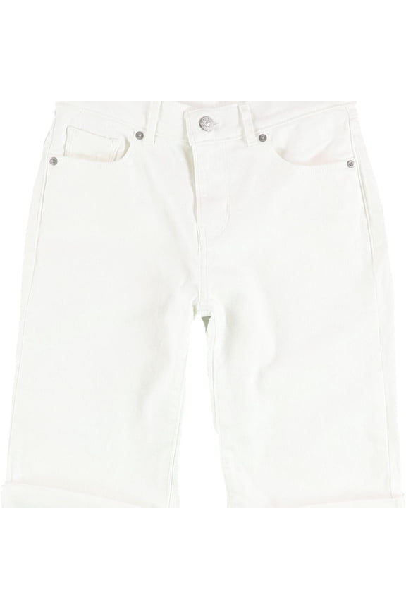 Womens Solid Casual Bermuda Shorts, White, 25