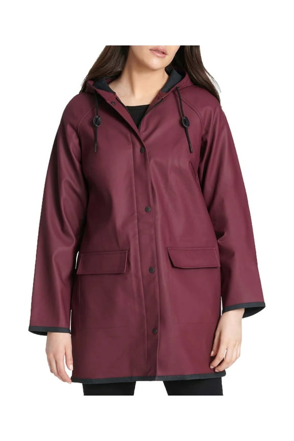 Women's Burgundy Water Resistant Rain Jacket