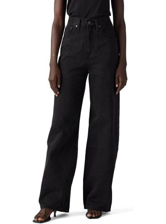 Women's Cinch Baggy Jeans with Adjustable Waist, Wide Straight Leg