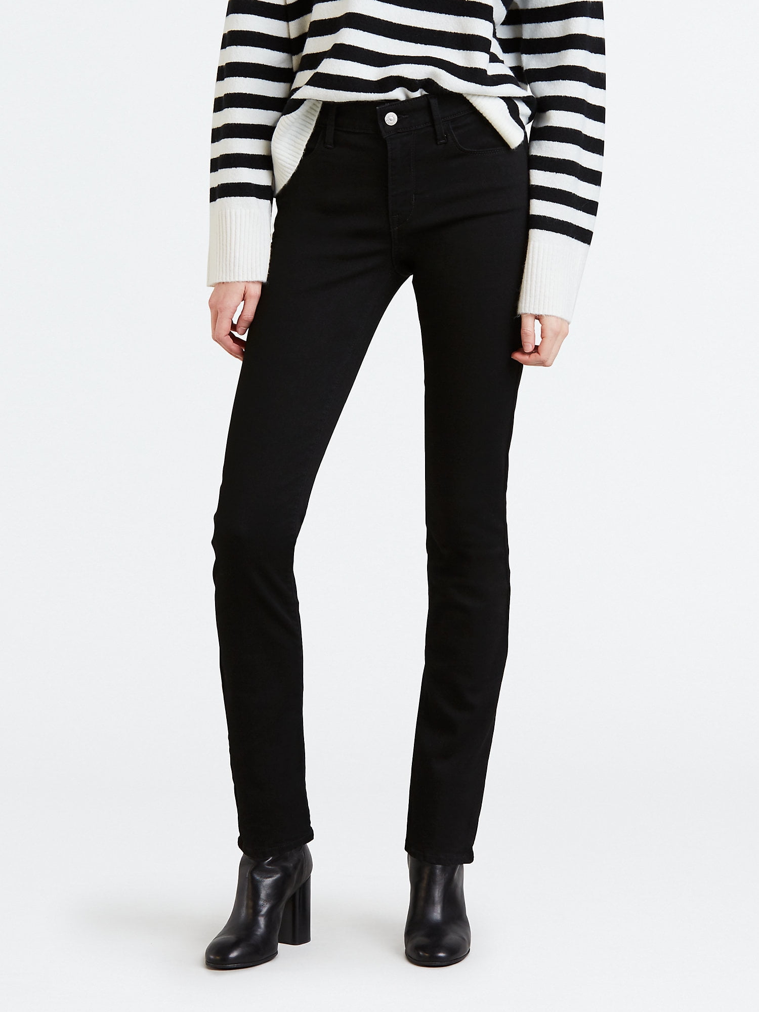 ★★ ★★ Women's Mid Rise Skinny Fit Black 375 D Levi's Women's Classic Modern Mid Rise Skinny Jeans