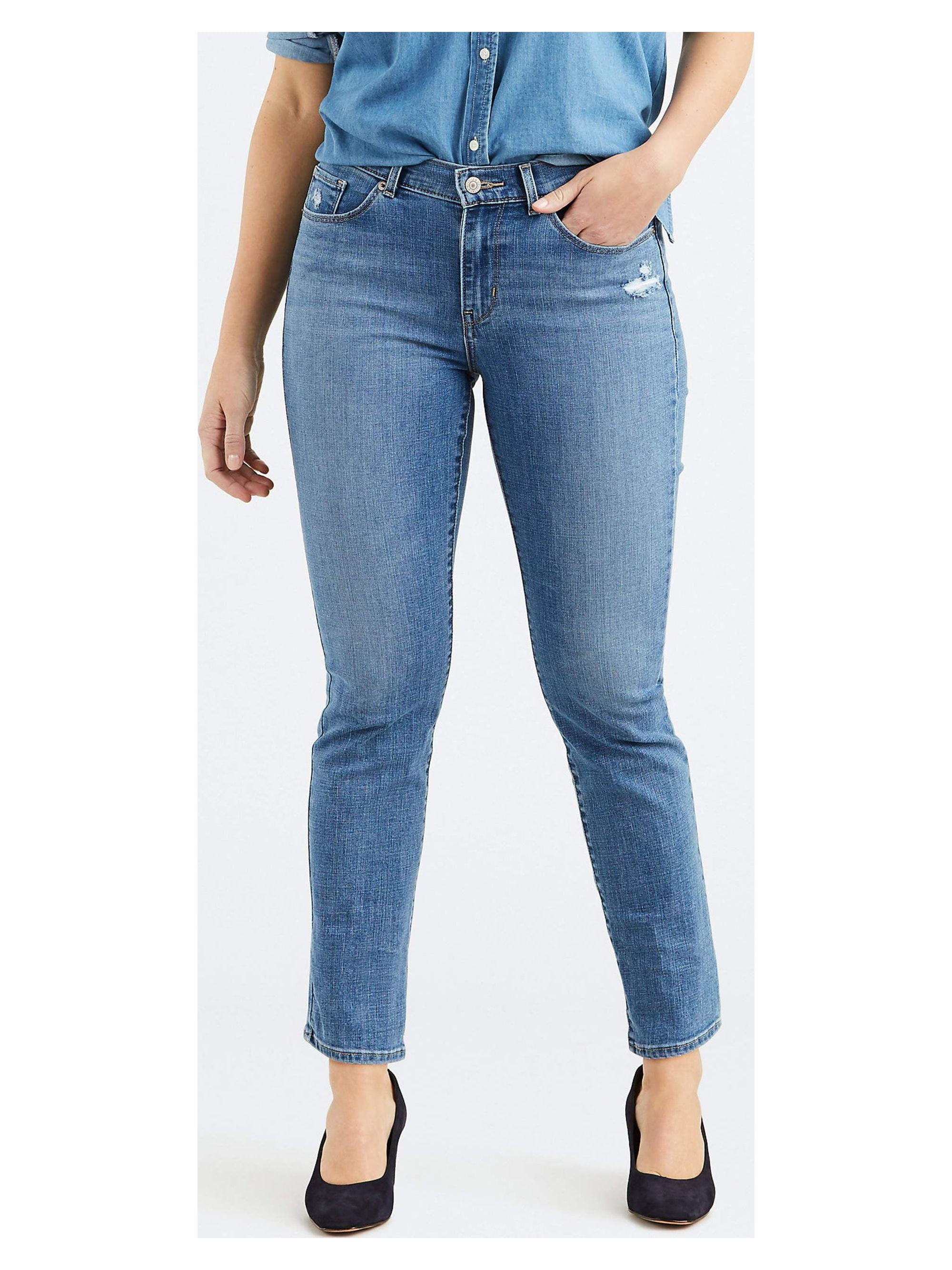 Levi's Women's Classic Straight Stretch Mid Rise Easy Fit Straight Leg  Jeans - Cobalt Dip
