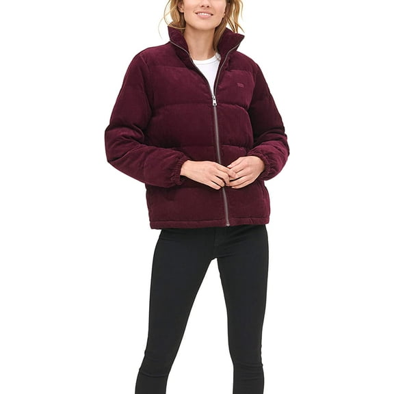 Levi's Women’s Corduroy Quilted Jacket Coat, Burgundy, XL
