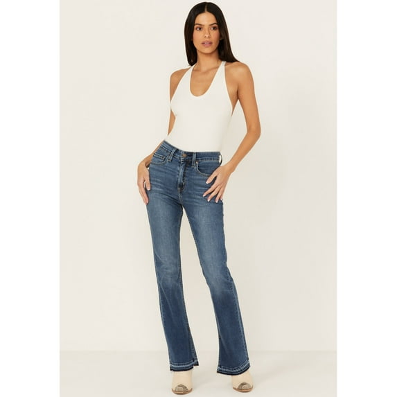 Levi's Women's Dark Wash Wait High Rise 725 Slit Hem Stretch Bootcut Jeans - A3403-0009 26W x 30L