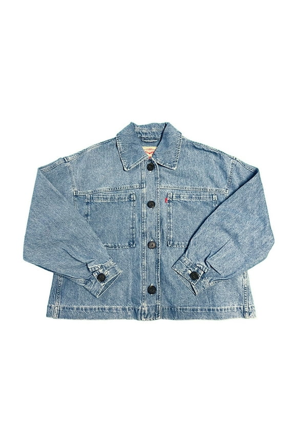 Women's Denim Jacket Cara Cotton Prep Outerwear Coat (S01)
