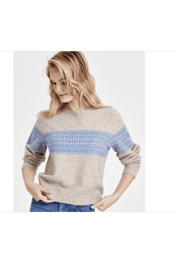 Women's Fair Isle Stripe Sweater Macy's Exclusive - Blue Placed Fairisle