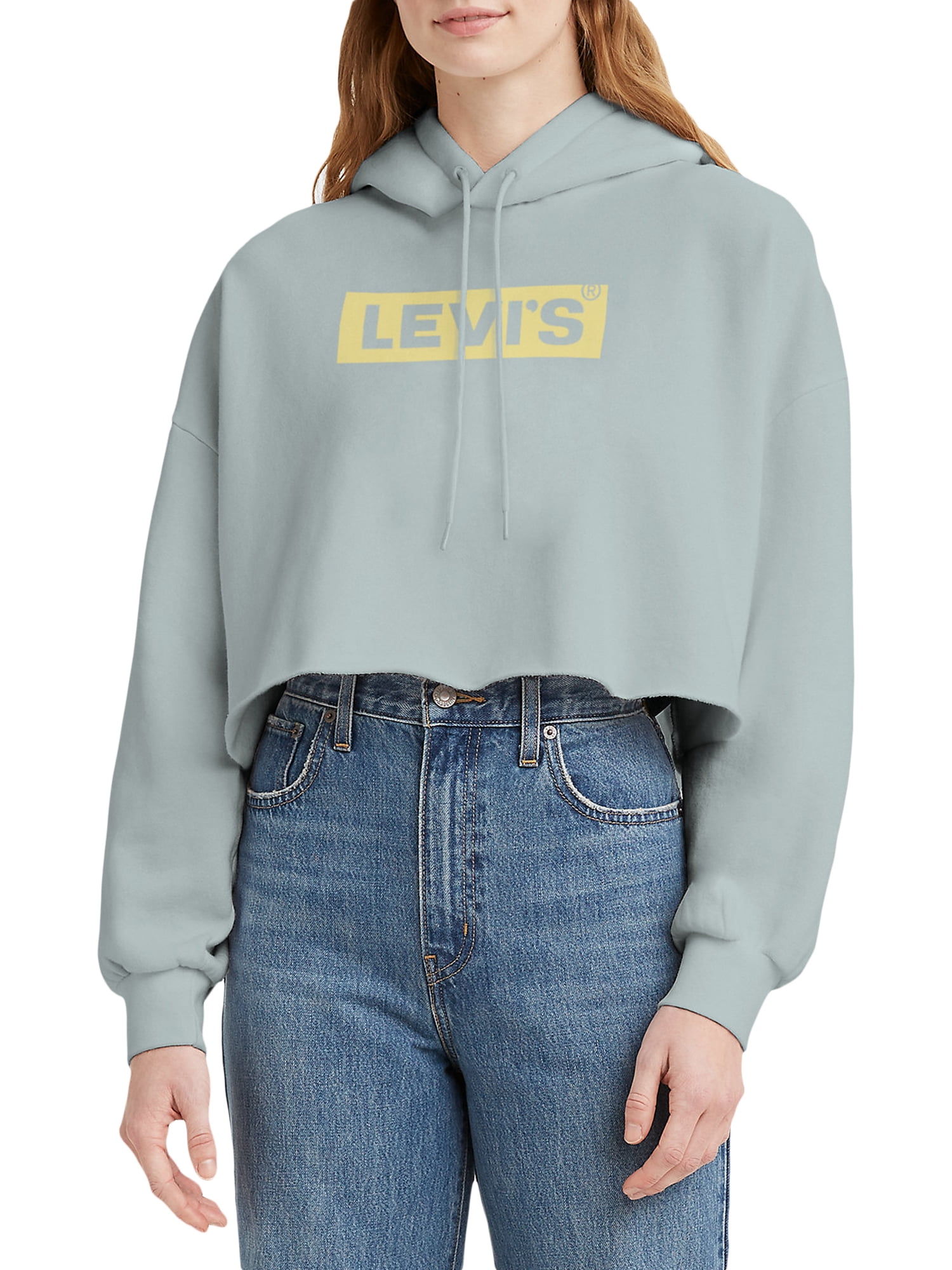 Levis raw cut cb crop hoodie color block hot sale