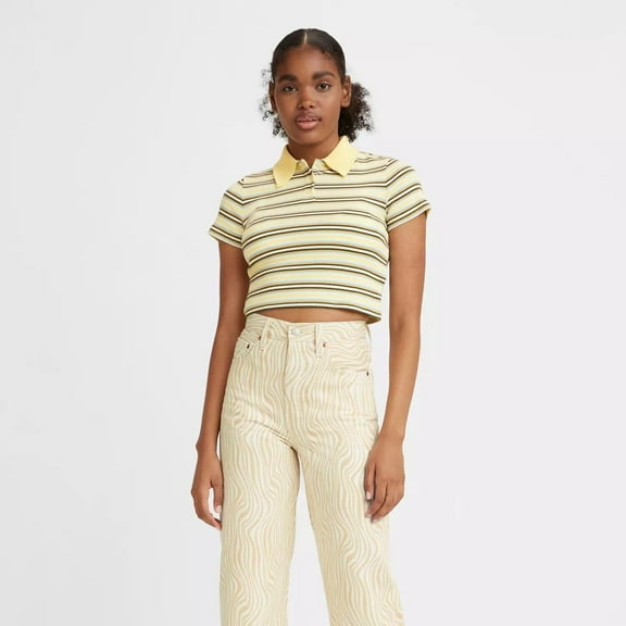Levi's Women's Jeni Cropped Polo T-Shirt Angel Blue/Green B4HP (Regular,S)