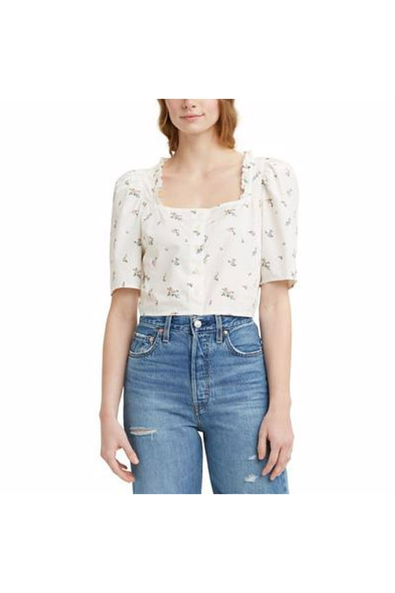 Levis Womens Joella Short-Sleeve Blouse, Cloud Dancer, X-Small