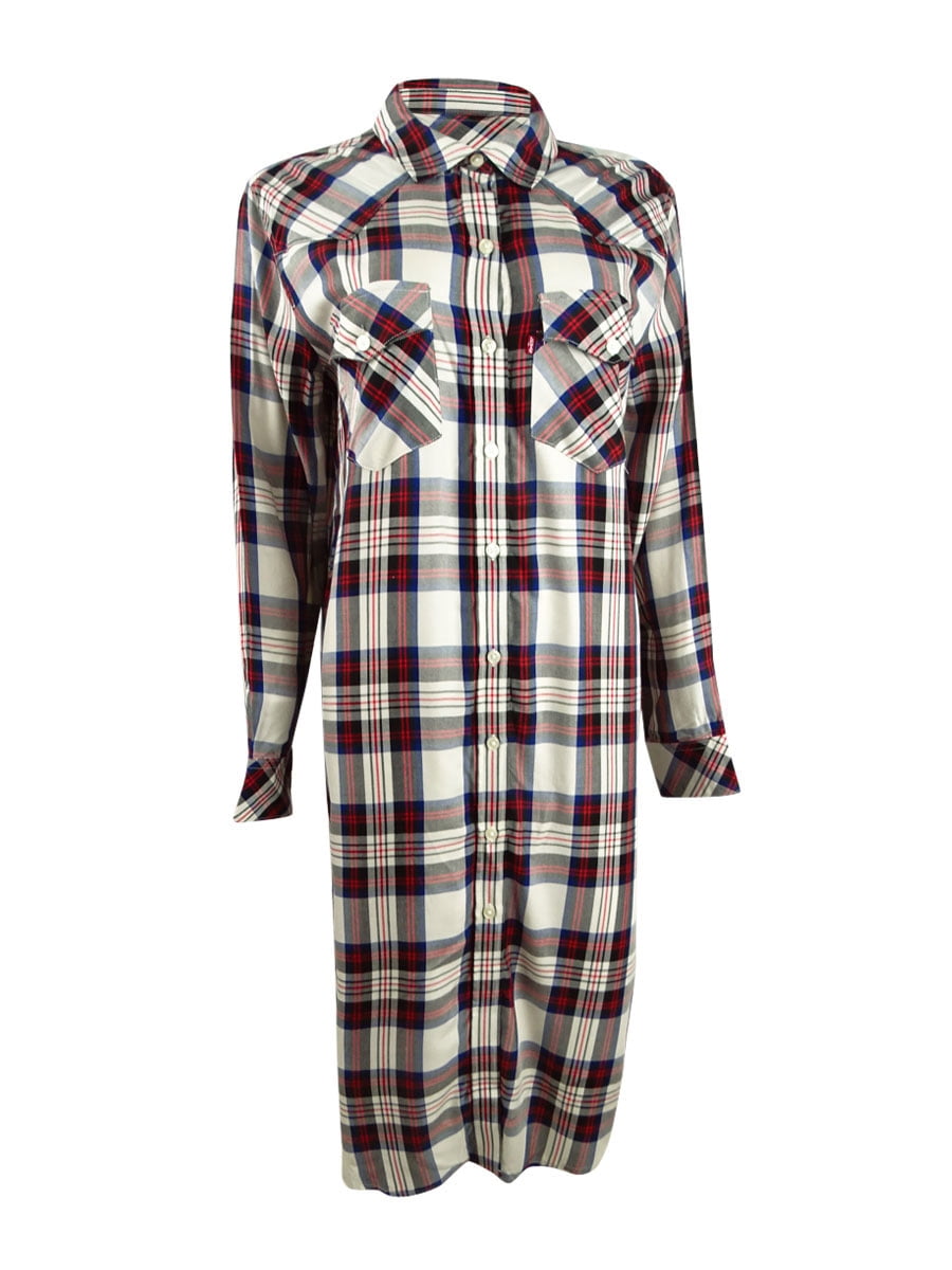 Plaid Button Up Long Sleeve Shirt for Women