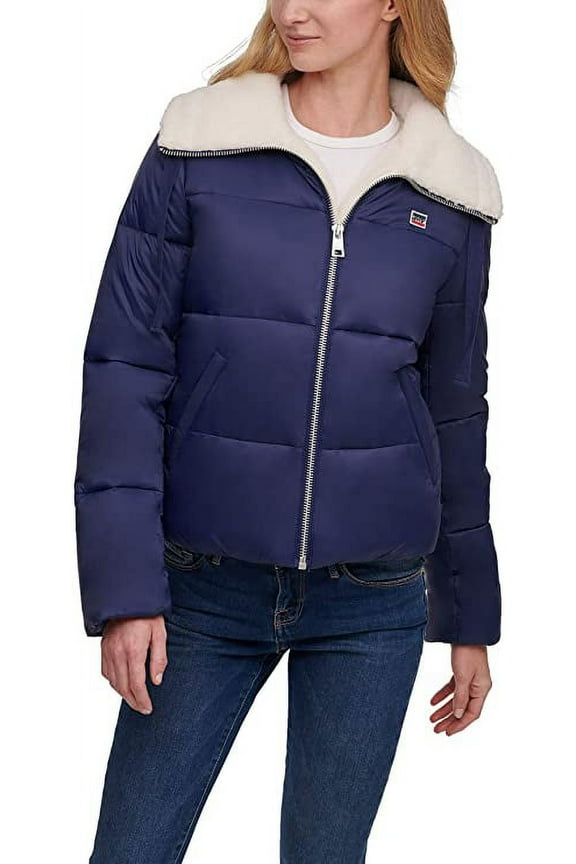 Women's Molly Sherpa Lined Puffer Jacket Size: Large, Color: Navy Blue
