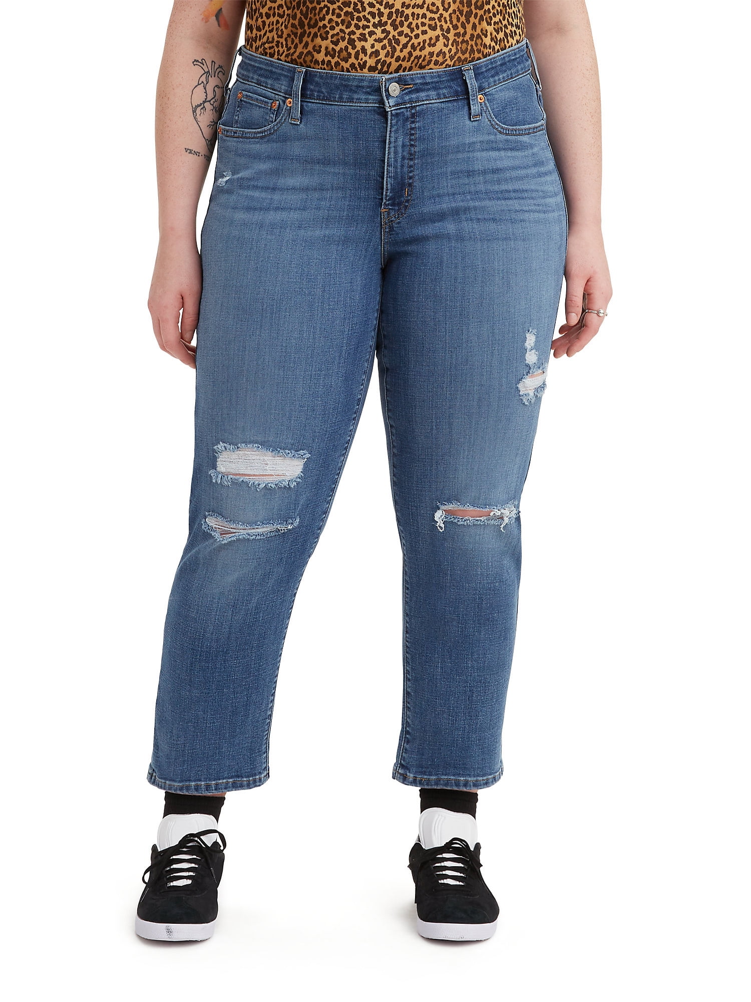 Plus Mid Rise Levi's® Women’s Plus Size Boyfriend Mid Rise Jeans - Walmart.com