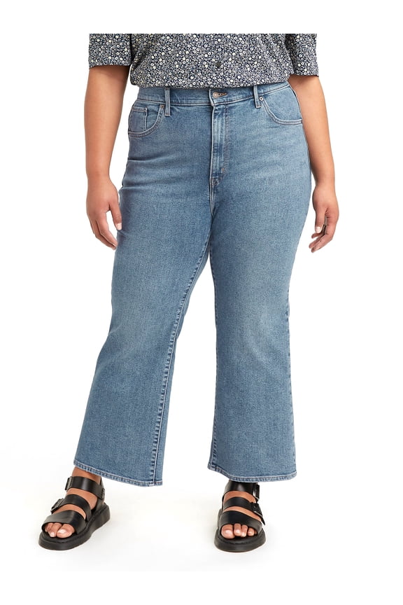 Women's Plus Size High Waisted Cropped Flare Jeans