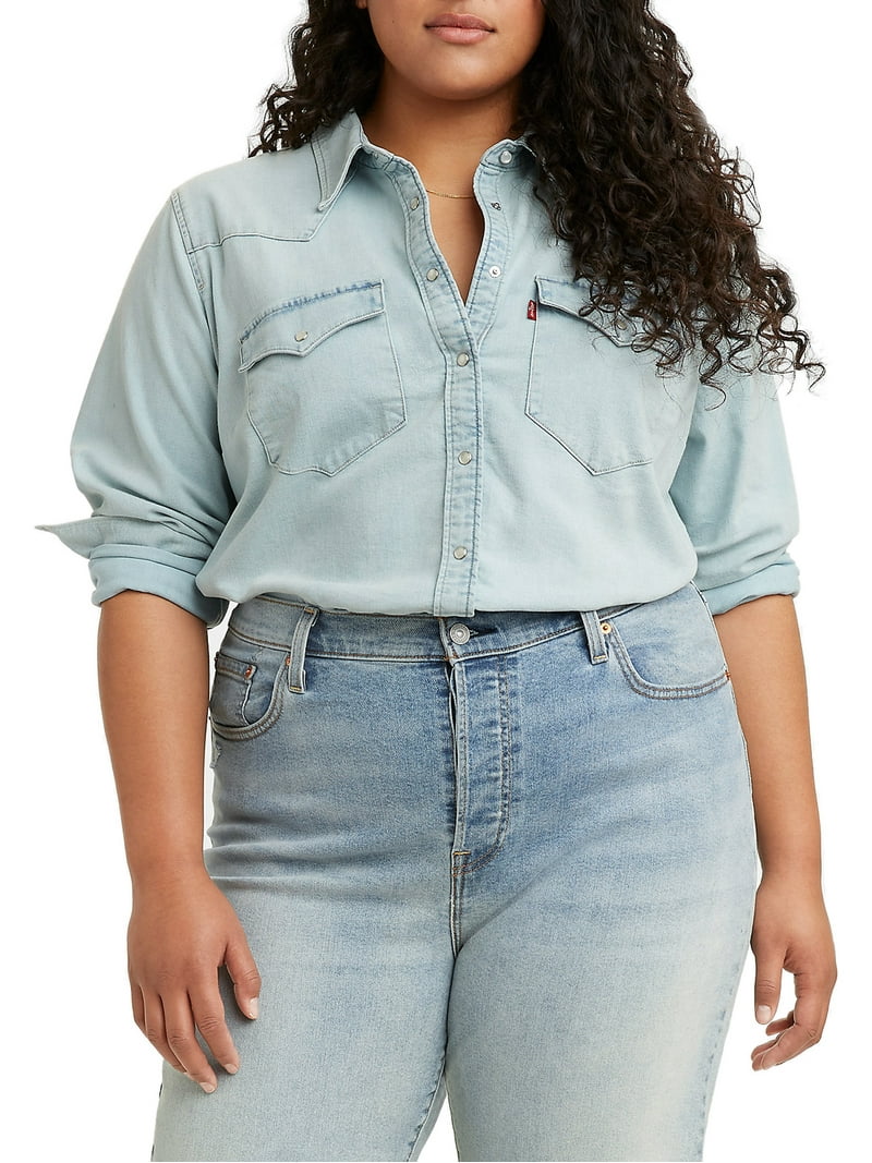 Levis Grey Denim Shirt Womens Levi's Denim Women's Plus Size