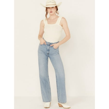 Levi's Women's Premium Light Wash High Rise Far And Wide Ribcage Leg Jeans Light Wash 28W x 32L