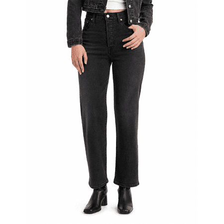 Levi's Women's Ribcage Straight Ankle Jeans Black Rinse High Rise Stretch Denim Pants
