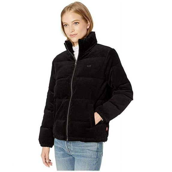 Levi's Women's Zoe Corduroy Puffer Jacket Size: M, Color: Black