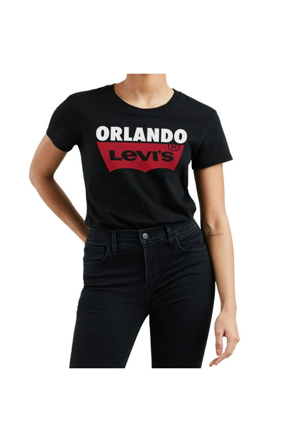 Womens Batwing Logo Cotton Cities T Shirt,Black,X-Small