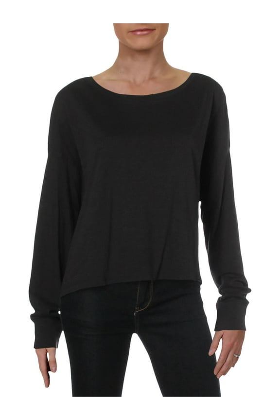 Womens Claire Crop Long Sleeves T-Shirt Black XL