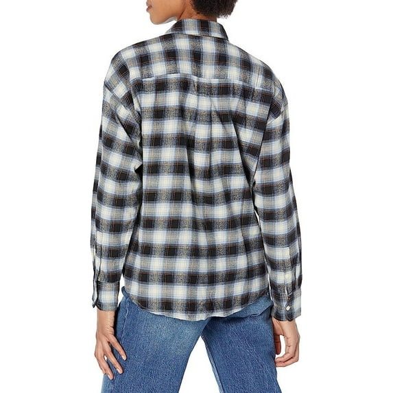 Levi's Womens Cotton Relaxed Flannel Shirt Size Large Color Emily Plaid Caviar