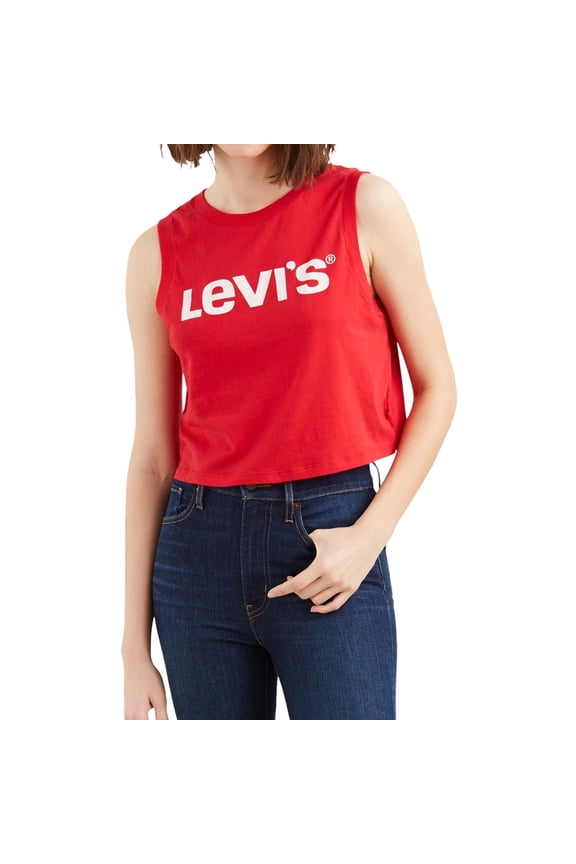 Womens Cropped Tank Top, Red, X-Large