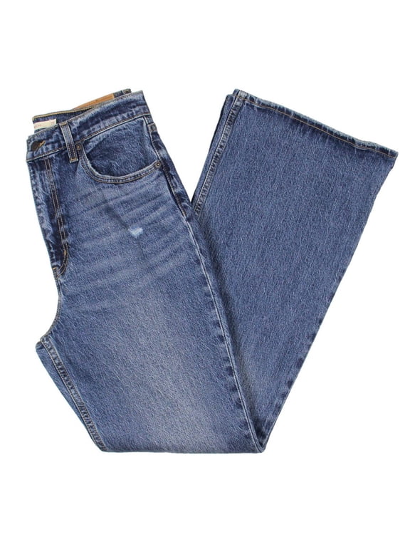 Womens Denim Holes Flare Jeans