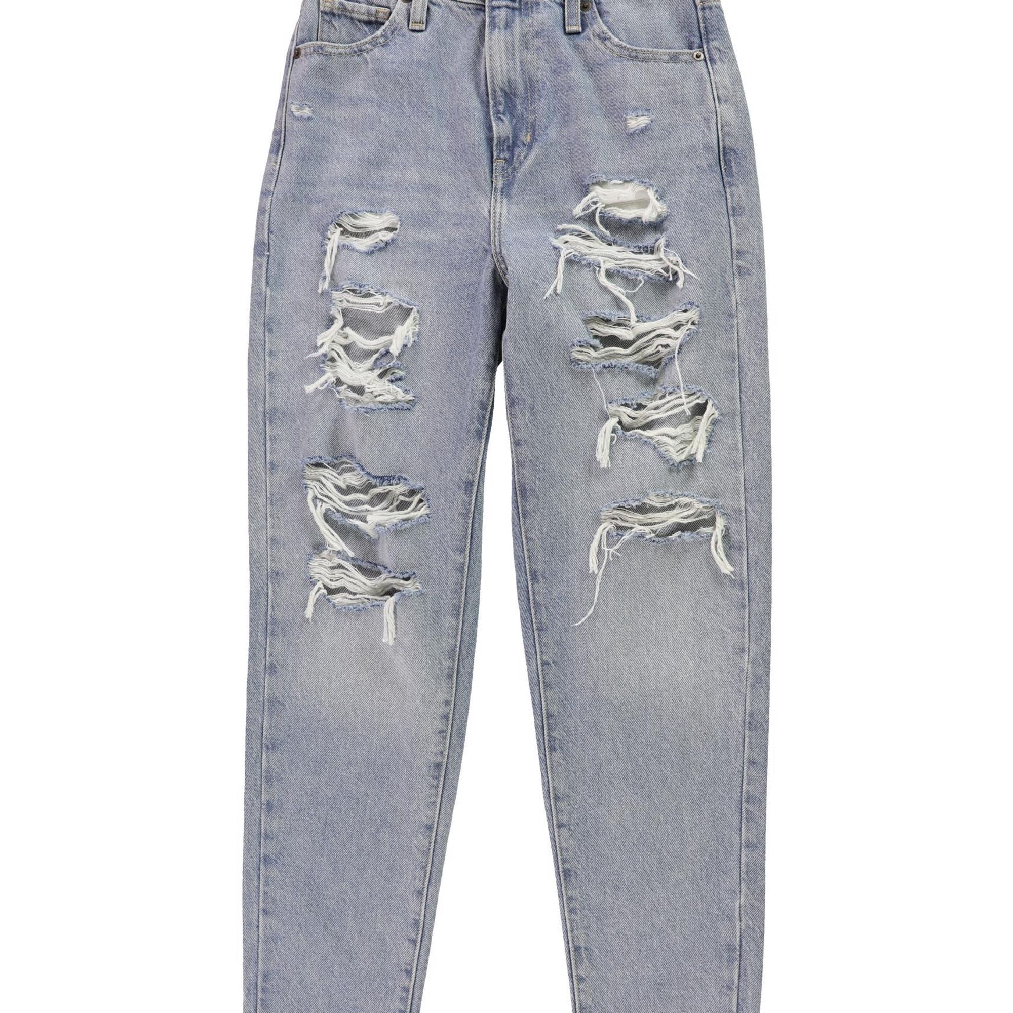 Levi's Womens High Waist Mom Distressed Relaxed Fit Jeans, Blue