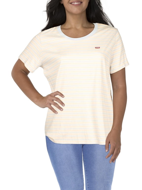 Womens Plus Cotton Striped T-Shirt