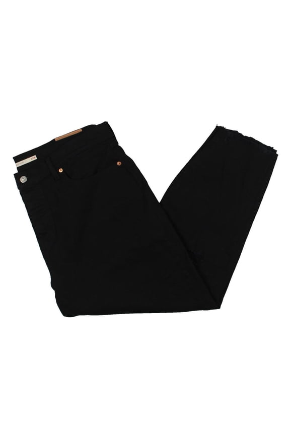 Womens Plus Distressed High-Rise Ankle Jeans Black 18W