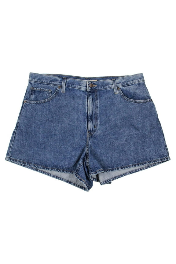 Womens Plus Mom Cotton High Waisted Denim Shorts