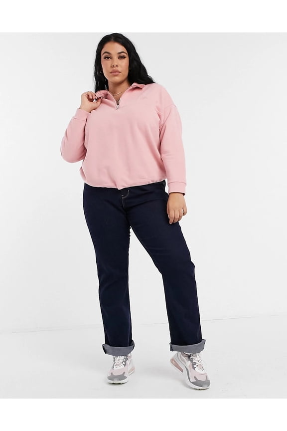 Womens Plus Size Quarter Zip Sweatshirt,Pink,2X