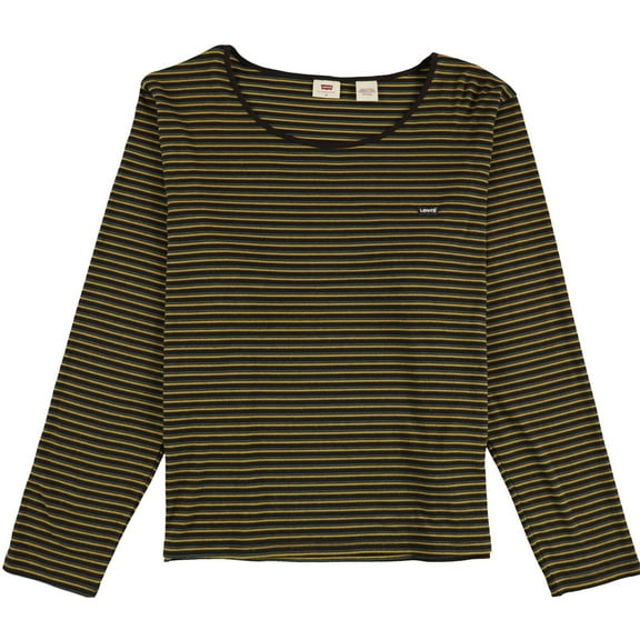 Levi's Womens Ribbed Striped Basic T-Shirt, Brown, Plus Size, 1X