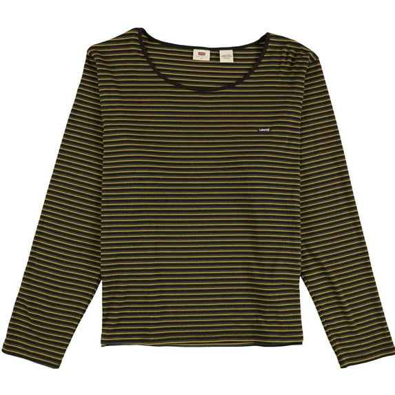 Levi's Womens Ribbed Striped Basic T-Shirt, Brown, Plus Size, 1X