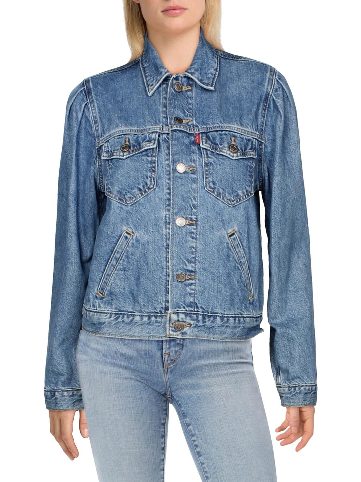 Levi’s Style Puff Sleeve Denim Jacket Levi's Womens Puff Sleeves Trucker Denim Jacket Blue XS - Walmart.com