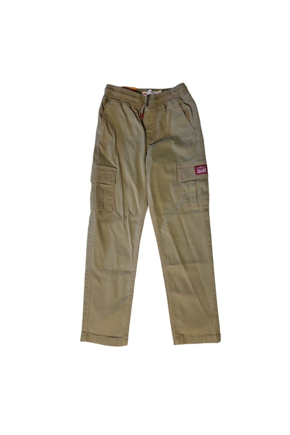 Youth Boy's Drawstring Waistband Tapered Leg Twill Cargo Pockets Pant (Harvest Gold, 10)
