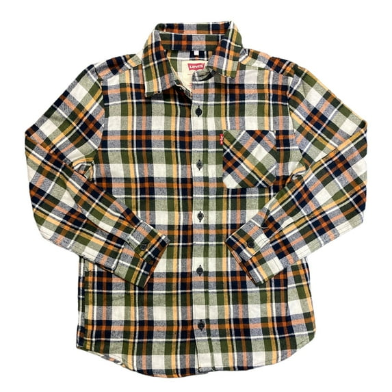 Levi's Youth Boy's Long Sleeve Button Up Classic Flannel Shirt (Rifle Green, S (6/7))