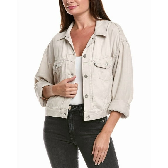 Levi's womens Shrunken 90S Linen-Blend Trucker Jacket, l