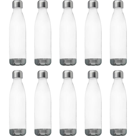 Levian Cola Shaped Plastic Bottles 25 oz. Set of 10, Bulk Pack - BPA Free, Great for Gym, Hiking, Cycling, Yoga and More - Clear