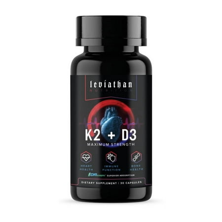 Leviathan Nutrition K2&D3 | 360mcg Vitamin K2 + 5000IU Vitamin D3 - Bone and Heart Health